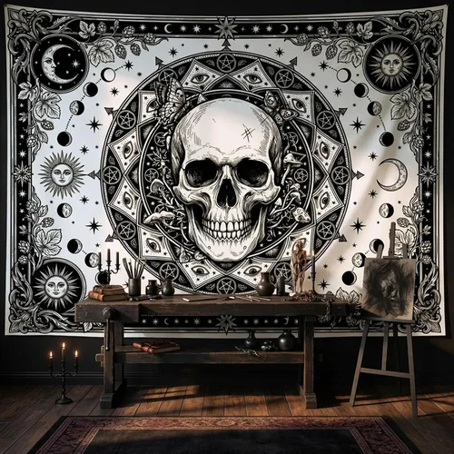 Miniatura 9 de Kanuyee Tapiz de Esqueleto de los Amantes Tapiz Gótico para Dormitorio Tapices de Cartas del Tarot Góticas para Colgar en la Pared Decoración El