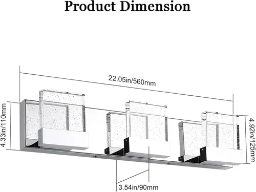 Miniatura 5 de Luces de tocador de burbujas, 3 luces cromadas modernas de cristal para baño, 6000 K