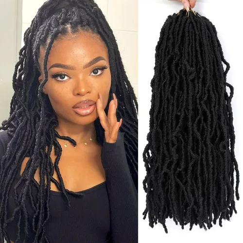 Miniatura 23 de Extensiones de cabello de ganchillo suaves de 22 pulgadas, 7 paquetes de rastas sintéticas preenlazadas para mujeres negras, extensiones de cabello