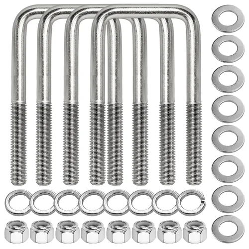 Perno en U para remolque de barco, 2-1/16 pulgadas de ancho x 6-5/16 pulgadas de largo x 1/2 pulgadas de profundidad, paquete de 4 pernos cuadrados