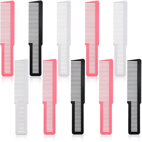 Miniatura 9 de Patelai Peine de corte de pelo de 10 piezas para peluquería de dientes finos para peluquería para peluquería en el hogar, peluquería (negro)