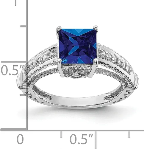 Miniatura 4 de ICE CARATS Anillo de plata de ley 925 creado en laboratorio con circonita cúbica de zafiro azul, piedra natal de septiembre, joyería fina