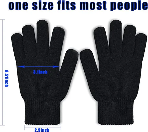 Miniatura 7 de 6 pares de guantes mágicos de invierno para mujeres y hombres, para clima frío, térmicos, cálidos, guantes elásticos, guantes de punto negro