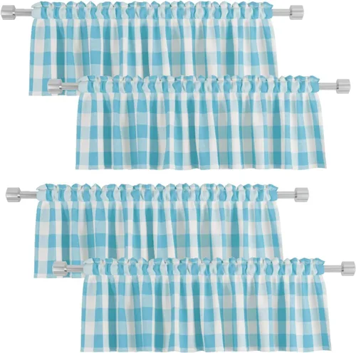 Miniatura 10 de 4 cenefas de cuadros de búfalo para ventanas de sala de estar, 16 pulgadas de largo, diseño clásico a cuadros a cuadros para dormitorio, baño