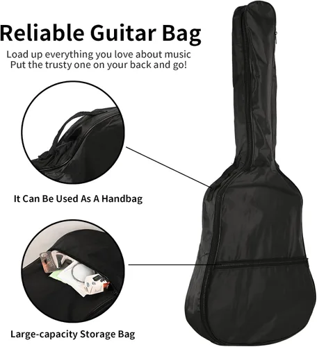 Miniatura 5 de Guitarra Acústica Negra para Principiantes de 30 pulgadas, Paquete de Inicio, Guitarra para Estudiantes/Niños con Funda, Correa, 2 Púas, Cuerdas