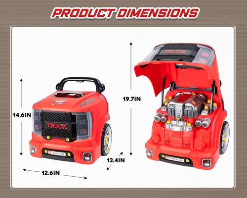 Miniatura 2 de POFJOEQ Juguete interactivo de motor de camión con piezas extraíbles, luces y sonidos, aspirante a joven mecánico, chispa creatividad y habilidades