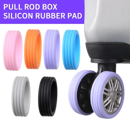 Miniatura 3 de Cubierta protectora de rueda para compartimiento de equipaje, 8 piezas, cubierta de protección silenciosa para ruedas de equipaje, fundas