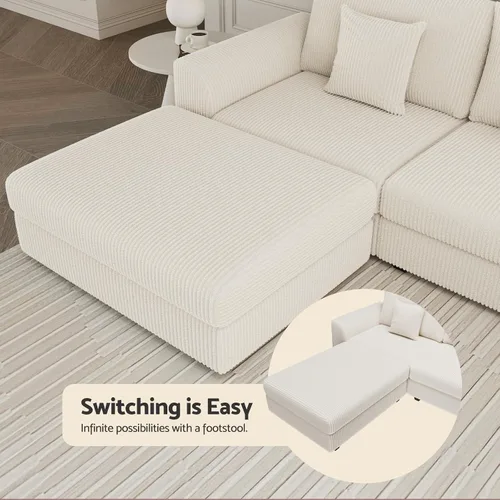 Miniatura 7 de Sofá seccional modular de 146", en forma de U de gran tamaño, sofá cama convertible, asiento profundo cómodo sofá nube con otomana y 5 almohadas