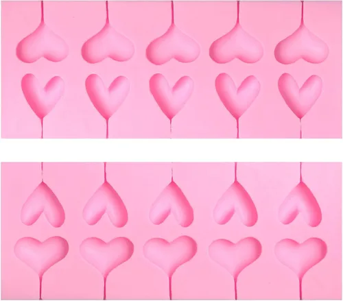 Miniatura 9 de Moldes de silicona de chocolate con forma de corazón, 2 paquetes de 10 cavidades para dulces de San Valentín para decoración de pasteles de boda