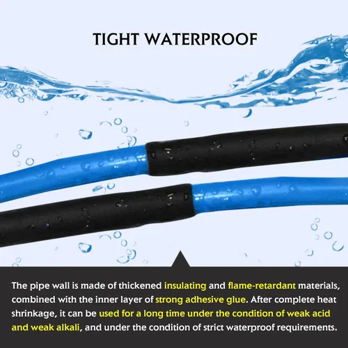 Miniatura 6 de Tubo termorretráctil negro con adhesivo forrado con adhesivo 4:1, grado marino, impermeable, de alambre retráctil, sello de aislamiento