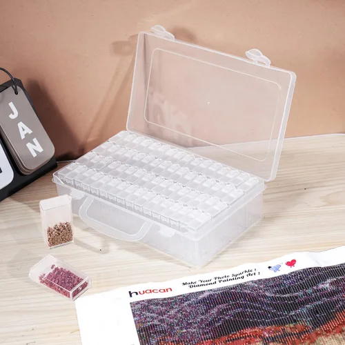 Miniatura 2 de Huacan Contenedores de Almacenamiento para Pintura de Diamantes, Accesorios para Pintura de Diamantes, Caja de Almacenamiento de 64 Rejillas