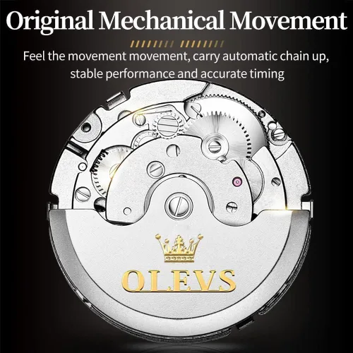 Miniatura 6 de OLEVS Relojes automáticos para hombre, esqueleto Tourbillon, reloj de pulsera de lujo con diamantes de cuerda automática, acero inoxidable