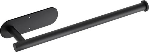 Paquete de 2 soportes para toallas de papel, acero inoxidable SUS304 negro mate, autoadhesivo o perforador, soporte de pared para cocina y baño