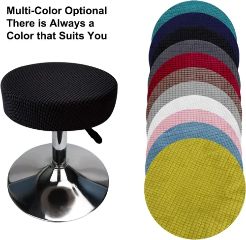 Miniatura 4 de Funda de taburete redonda de 12 a 16 pulgadas, fundas de asiento redondas para taburetes de bar, tela de lujo elástica, lavable de jacquard a prueba