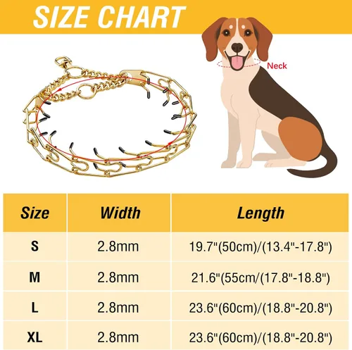 Miniatura 4 de Collar para perro de acero inoxidable, con punta dorada, collar de cadena de metal de acero inoxidable, collar de cadena de metal de acero