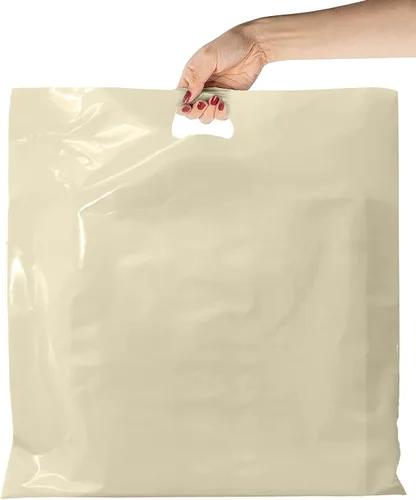 Miniatura 9 de APQ - Paquete de 500 bolsas de compras blancas con mango troquelado de 15 x 18 x 4 pulgadas de grosor de 1,25 mil. Bolsas de polietileno de baja