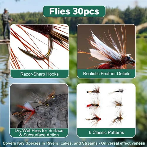 Miniatura 9 de Goture Combo de caña de pescar con mosca y carrete con caña de mosca y caja de engranajes, caña de mosca de 4 piezas de 9 pies, carrete Kit