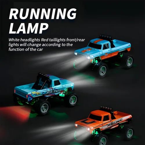 Miniatura 3 de Atlodas Mini Camión RC, Mini Camión Monstruo RC, Camión Monstruo de Control Remoto a Escala 1:64 con Luces, Control Remoto de 2.4Ghz, Verde