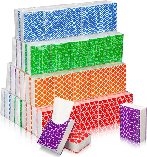 Miniatura 15 de Therwen Paquete de 100 pañuelos de bolsillo a granel, 1000 hojas, mini pañuelos a granel, 3 capas, tamaño de viaje pequeño, tamaño de bolsillo