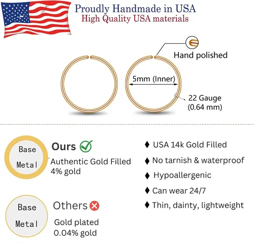Miniatura 27 de Small Gold or Sterling Silver Huggie Hoop Earrings for Women Cartilage Nose Helix Tragus