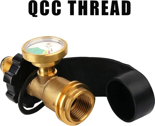 Miniatura 5 de Adaptador de tanque de propano POL de ajuste universal con calibre que convierte POL a QCC1, indicador de tanque de propano, indicador de nivel