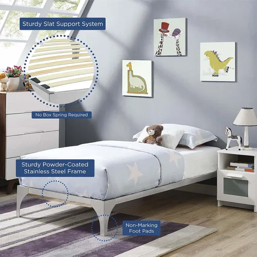 Miniatura 7 de Plataforma de metal para cama Modway Ollie. Tamaños: twin, full, queen y king, Metal, Plateado