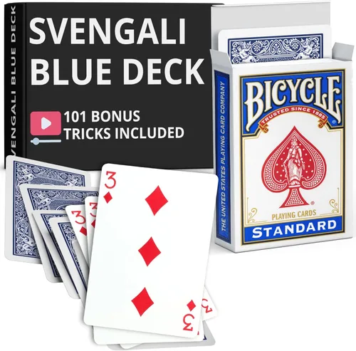 Miniatura 39 de Ted's Sterling Magic Precision Blue Rider Back Bicicleta Svengali Deck con instrucciones para más de 100 trucos (2 de clubes)