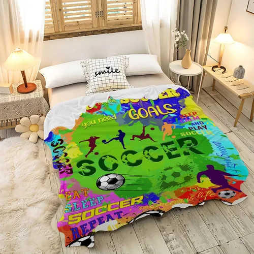 Miniatura 37 de Manta de fútbol para niñas, regalos de fútbol para niñas y niños, manta de franela de forro polar suave y cálida para niñas, regalos de fútbol