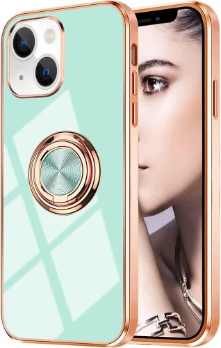 Miniatura 48 de Compatible con iPhone 11 Kickstand, anillo de rotación de 360 grados integrado con borde de oro rosa brillante que funciona con soporte magnético