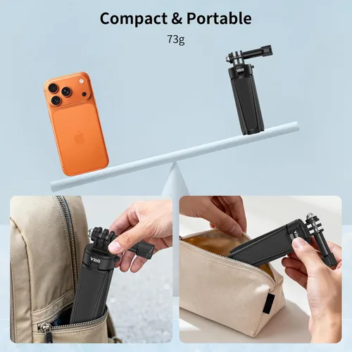 Miniatura 4 de VRIG TP29 Mini trípode extensible para cámara, portátil con mango pequeño, para cámara web de escritorio, selfie, trípode para DJI Osmo Action