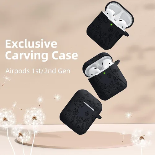 Miniatura 2 de Lerobo para Funda AirPod, Funda de 2ª y 1ª Generación, Funda Protectora Completa con Grabado de Flores Compatible con Funda de Carga Apple AirPod