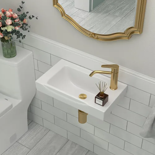 Miniatura 18 de Fregadero de baño de porcelana de cerámica rectangular de 24 x 14 pulgadas sobre mostrador, lavabo de arte blanco y negro