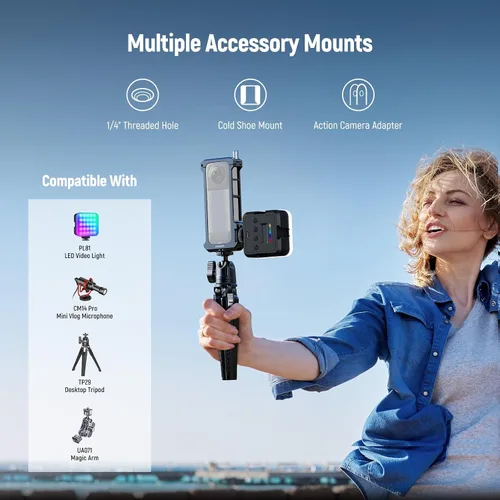 Miniatura 6 de NEEWER Jaula de cámara para Insta 360 X4, funda protectora compatible con Insta360 X 4, plataforma de video de aleación de aluminio de liberación