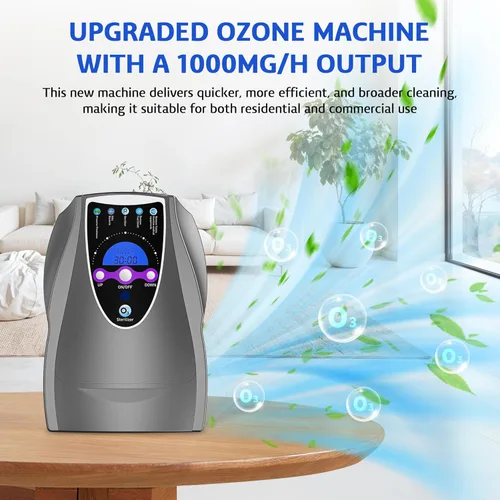 Miniatura 3 de Máquina de ozono, máquina multiusos de ozono de 1000 mg/h para aire, agua, frutas, verduras, dispositivo limpiador en agua, color gris oscuro