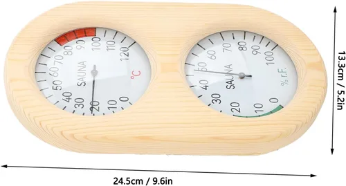 Miniatura 6 de flexman Termómetro higrómetro para sala de sauna, 2 en 1 248.0 °F 100% madera montado en la pared, accesorios para sala de vapor y baño