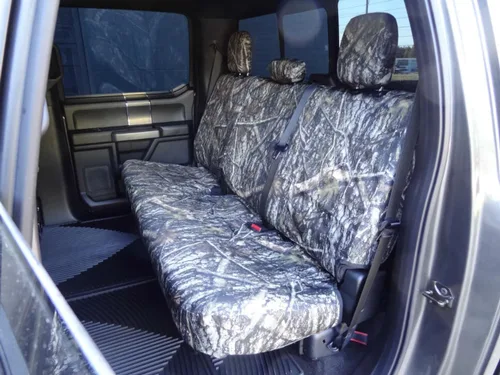 Durafit Seat Covers, Funda para asiento trasero 2015-2019 F150-F550 XL/XLT/Lariat. Banco dividido 60/40 con asa de liberación en la parte inferior