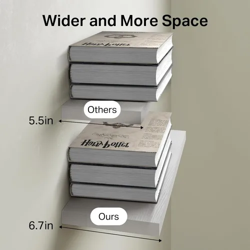 Miniatura 7 de BAYKA Estantes flotantes para pared, estantes de madera rústica montados en la pared para baño, dormitorio, sala de estar, cocina, estante colgante