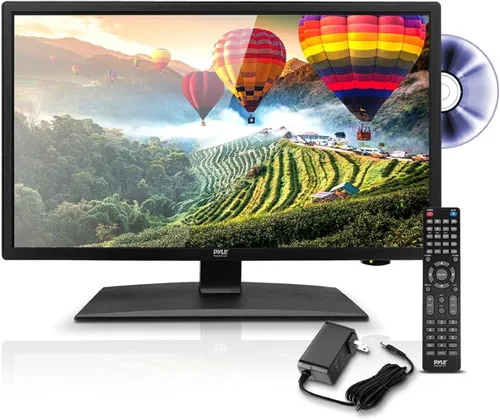 Pyle Televisión LED RV de 21.5 pulgadas 1080p - Monitor de pantalla plana delgado FHD pequeño TV con HDMI, RCA, combo de disco multimedia/DVD,