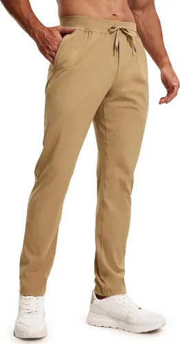 CRZ YOGA Pantalones deportivos elásticos en 4 direcciones para hombre, de 30 pulgadas, para entrenamiento, casual, con bolsillo con cremallera