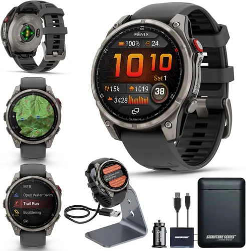 Miniatura 14 de Garmin Fenix 8 Premium - Reloj inteligente multideporte GPS para correr, 47 mm AMOLED, clasificado para buceo, linterna incorporada Titanio DLC