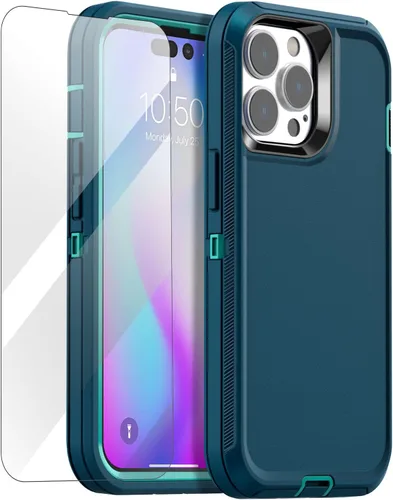 Miniatura 24 de AICase Funda para iPhone 14 Pro Max (6.7") con Protector de Pantalla de Vidrio, Protección contra Caídas de Servicio Pesado, Cuerpo Completo