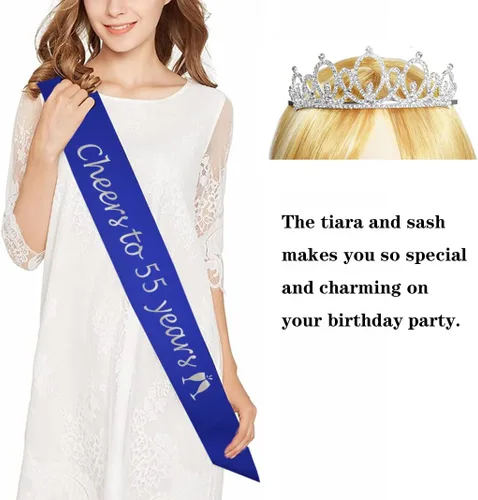 Miniatura 2 de Mayin Tiara y banda de feliz cumpleaños para mujer, mamá, hermana, nana, tía, amiga, sorpresa, suministros de fiesta Corona 55