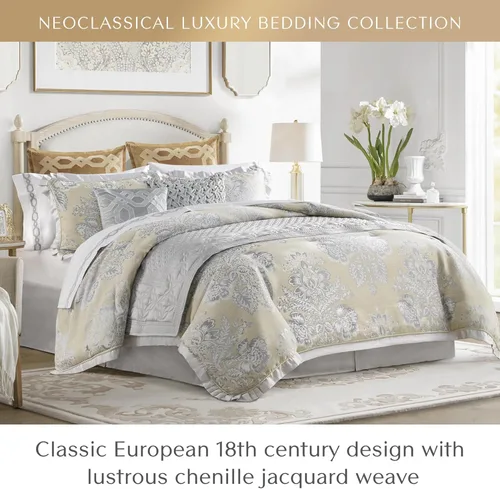 Miniatura 2 de CROSCILL Juego de edredón King, medallón floral jacquard de chenilla de lujo, edredón de sarga de microfibra para una cama tamaño King, edredón