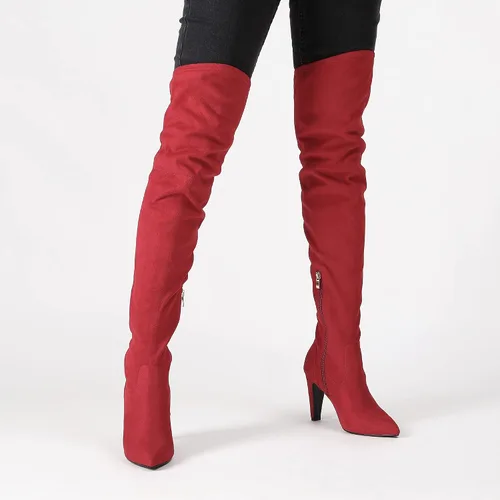 Miniatura 4 de DREAM PAIRS Botas altas hasta el muslo para mujer, tacones por encima de la rodilla, botas largas y sexys con punta puntiaguda