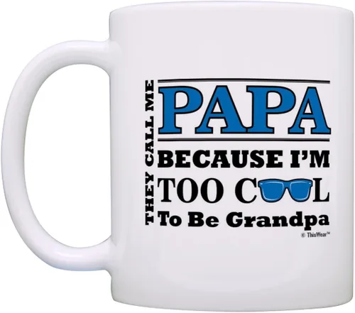 Miniatura 3 de ThisWear Regalo del Día del Padre para Papa Too Cool to Be a Grandpa Gafas de sol Regalo de 11 oz Taza de café de cerámica 11oz - Papa