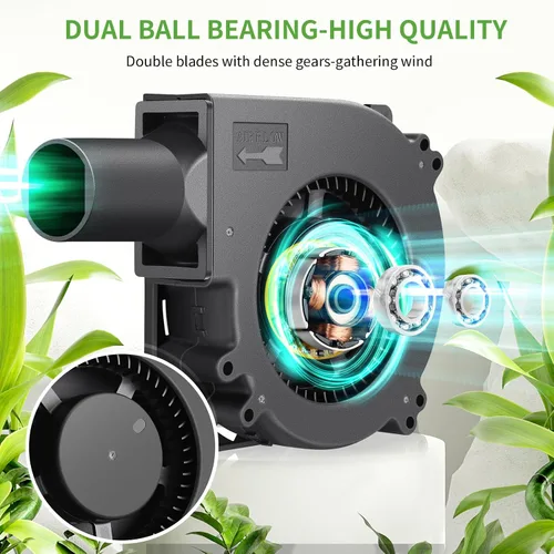 Miniatura 3 de Ventilador eléctrico pequeño de 4.724 in x 1.260 in para barbacoa de 12 V con controlador para soplador de aire de jaula de ardilla, ventilación