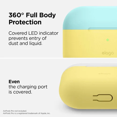 Miniatura 4 de elago Duo - Funda compatible con AirPods Pro, 2 tapas + 1 cuerpo, soporta carga inalámbrica, [azul coral, azul brillante + amarillo]