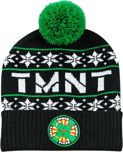 Nickelodeon Teenage Mutant Ninja Turtles - Gorra para clima frío, logotipo de TMNT para edades de 8 a 18 años, color negro, Negro -