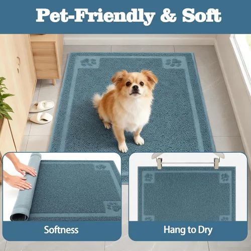 Miniatura 4 de Darkyazi - Tapete de alimentación para mascotas grande para perros y gatos, 24” x 16”, flexible y fácil de limpiar, ideal para tapete de Azul