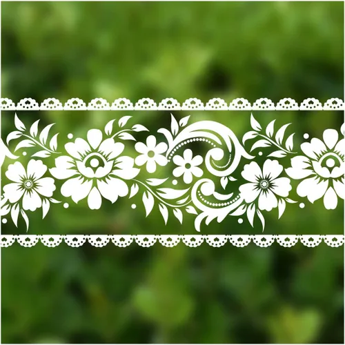 VEELIKE - Cenefa decorativa blanca adhesiva con apariencia de encaje, para pared, removible y resistente al agua, decoración para baño, habitación,